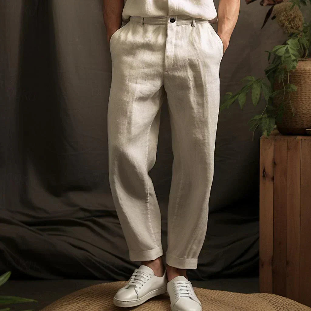 Linnen Broek | Lichtgewicht | Rechte Pijp | Losse Broek | Herenbroek-Boetiek Moda