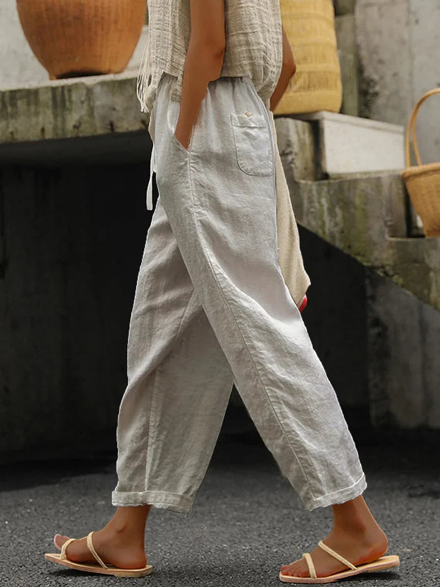 Linnen Broek | Loose Fit | Koord | Zomerbroek | Damesbroek-Boetiek Moda