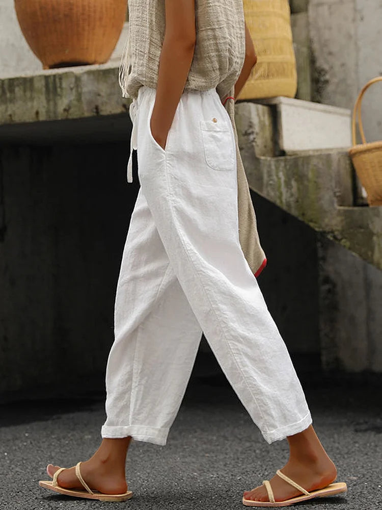 Linnen Broek | Loose Fit | Koord | Zomerbroek | Damesbroek-Boetiek Moda