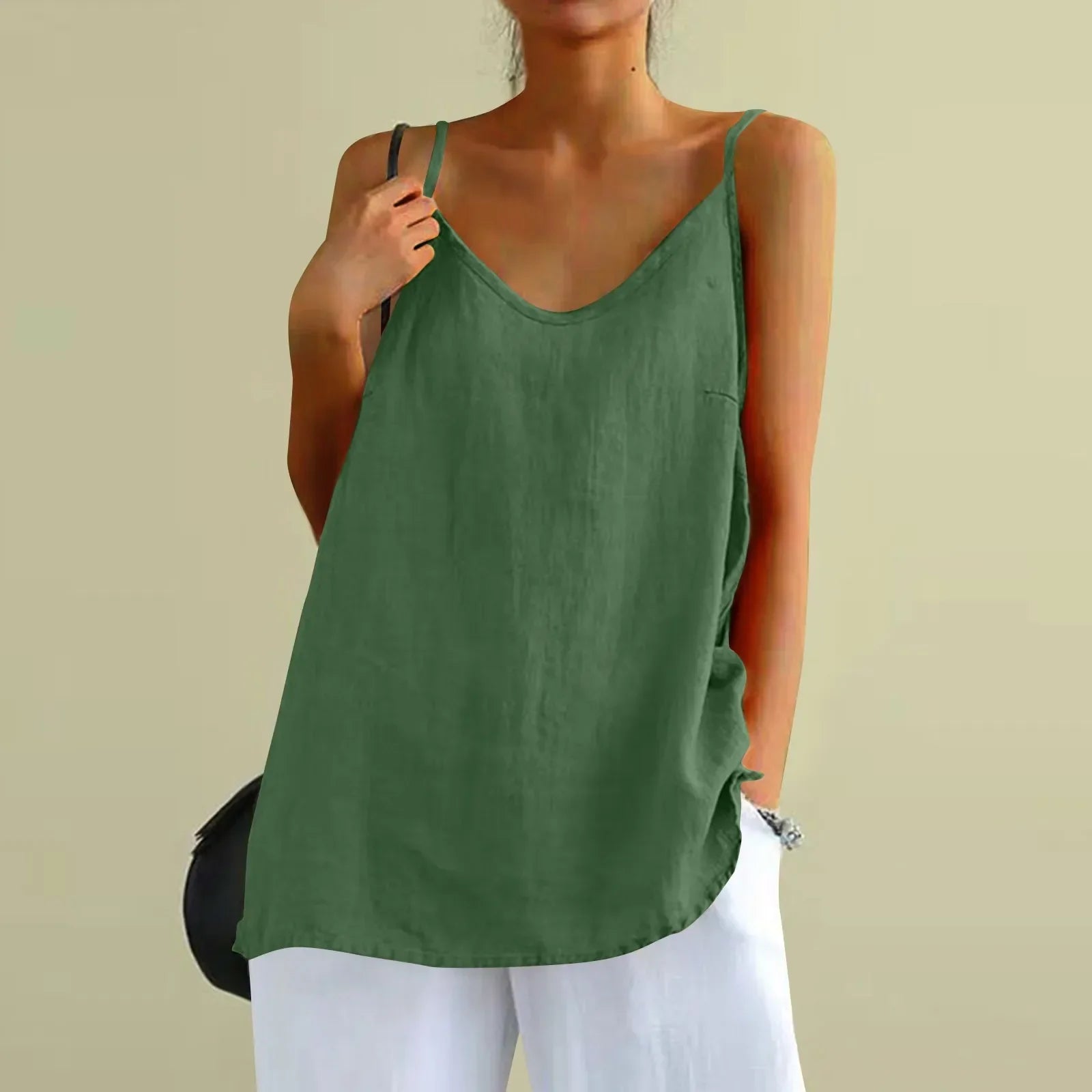 Linnen Top - Dames Mouwloze Losse Pasvorm Oversized Zomer Top-Boetiek Moda