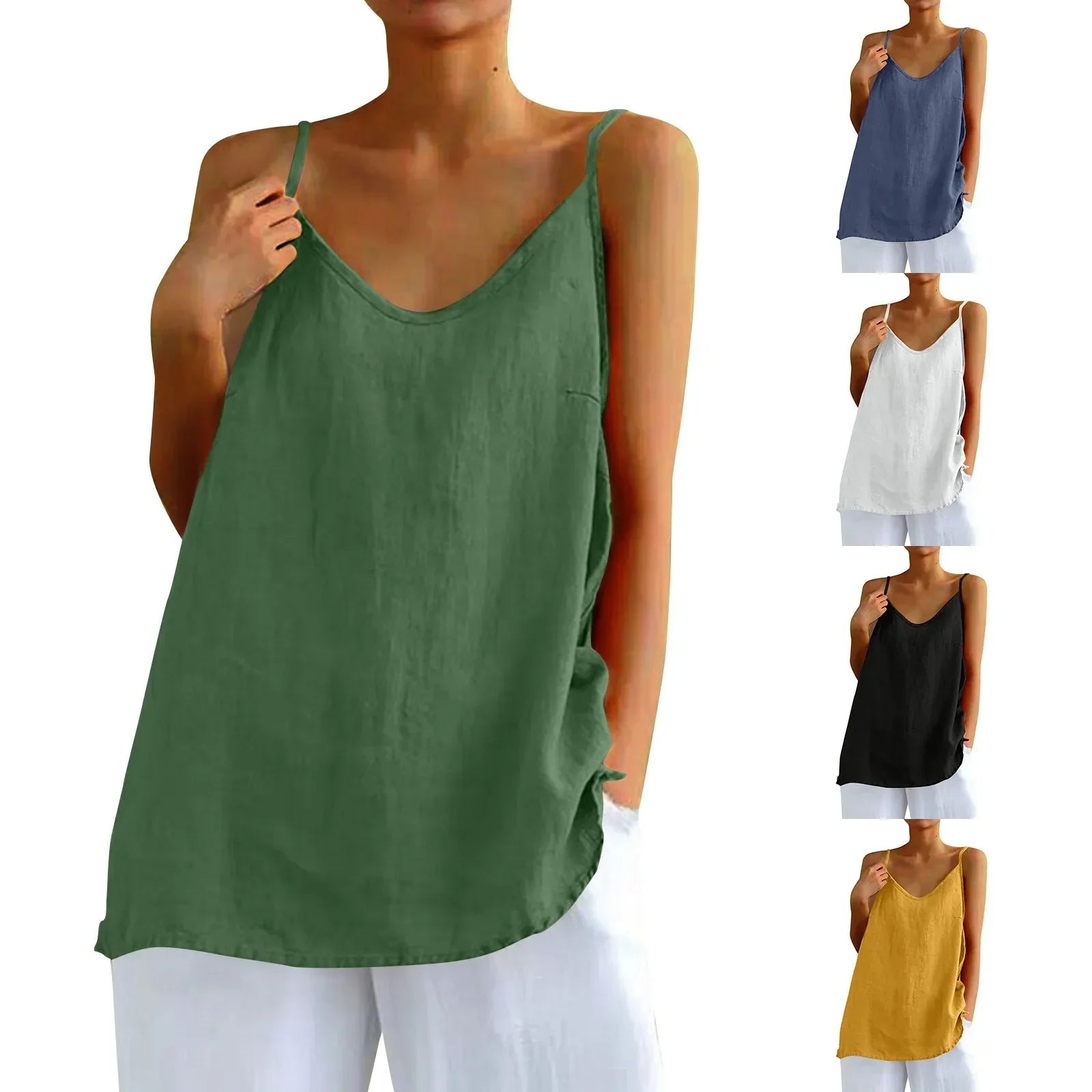 Linnen Top - Dames Mouwloze Losse Pasvorm Oversized Zomer Top-Boetiek Moda