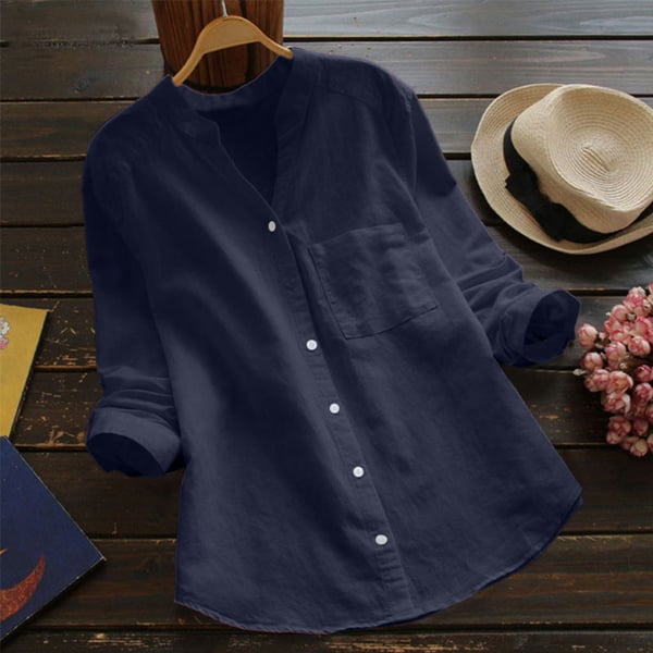 Linnen blouse | Halflange mouwen | Losse pasvorm | Blouse met knopen | Linnen overhemden voor dames-Boetiek Moda