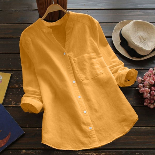 Linnen blouse | Halflange mouwen | Losse pasvorm | Blouse met knopen | Linnen overhemden voor dames-Boetiek Moda