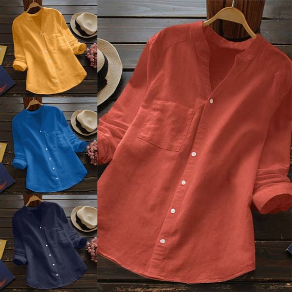 Linnen blouse | Halflange mouwen | Losse pasvorm | Blouse met knopen | Linnen overhemden voor dames-Boetiek Moda