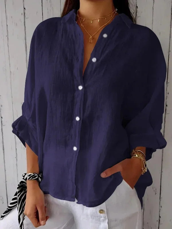Linnen blouse | Katoen | Lichtgewicht | Blouse met knopen | Linnen shirt voor dames-Boetiek Moda