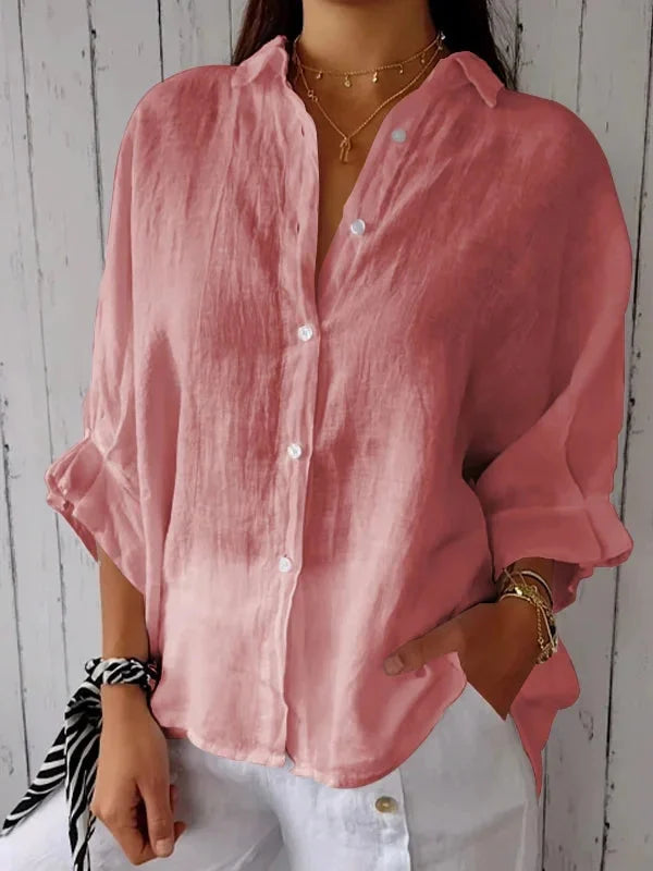 Linnen blouse | Katoen | Lichtgewicht | Blouse met knopen | Linnen shirt voor dames-Boetiek Moda