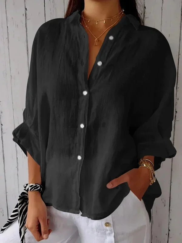 Linnen blouse | Katoen | Lichtgewicht | Blouse met knopen | Linnen shirt voor dames-Boetiek Moda