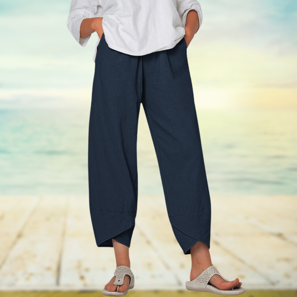 Linnen broek - Casual - Los model - Zomerbroek - Damesbroek-Boetiek Moda