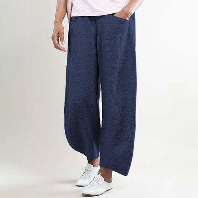 Linnen broek - Damesbroek met losse wijde pijpen voor de zomer-Boetiek Moda