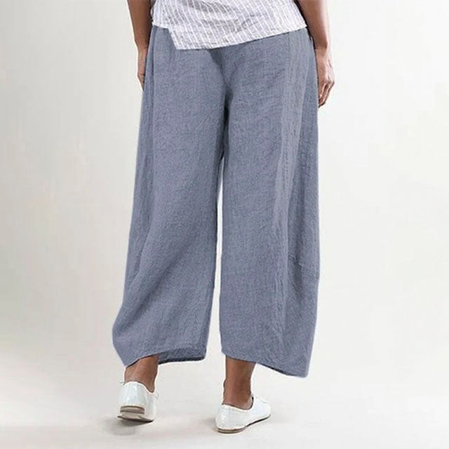 Linnen broek - Damesbroek met losse wijde pijpen voor de zomer-Boetiek Moda