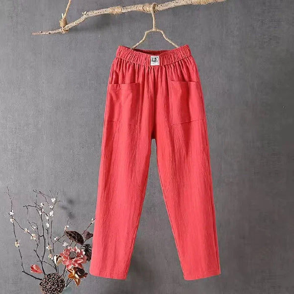 Linnen broek - Los model - Katoen - Zomerbroek - Damesbroek-Boetiek Moda