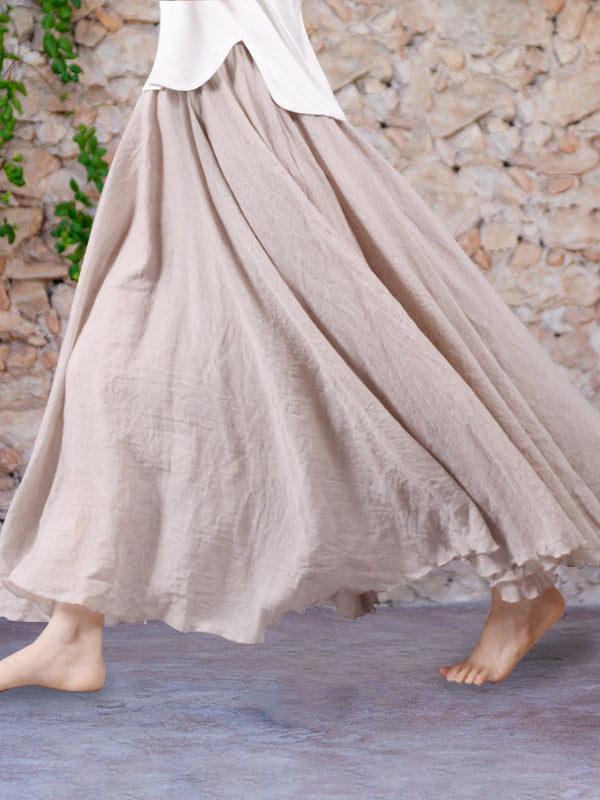 Linnen rok - Lange, zwierige maxi-rok met hoge taille voor dames-Boetiek Moda