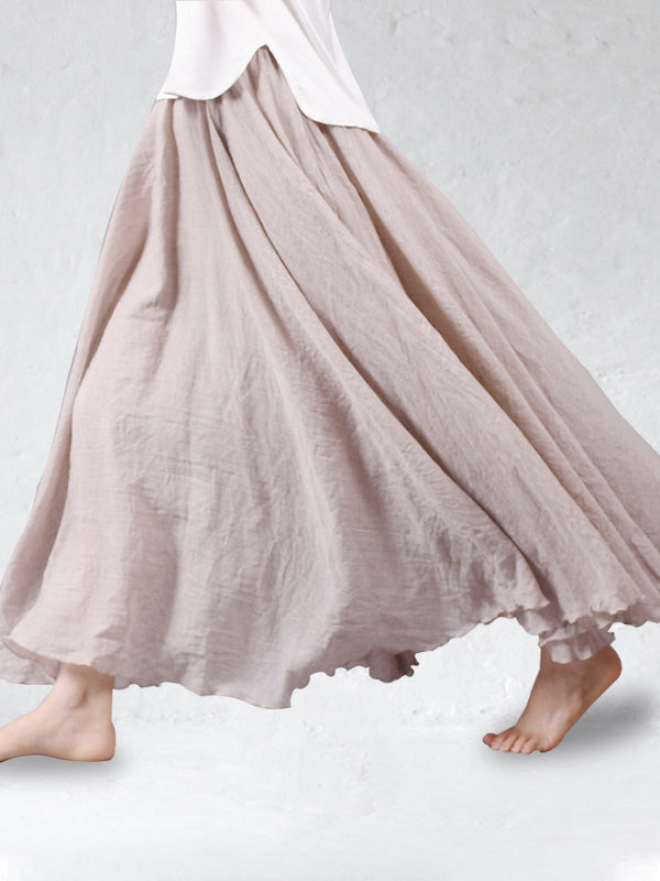 Linnen rok - Lange, zwierige maxi-rok met hoge taille voor dames-Boetiek Moda
