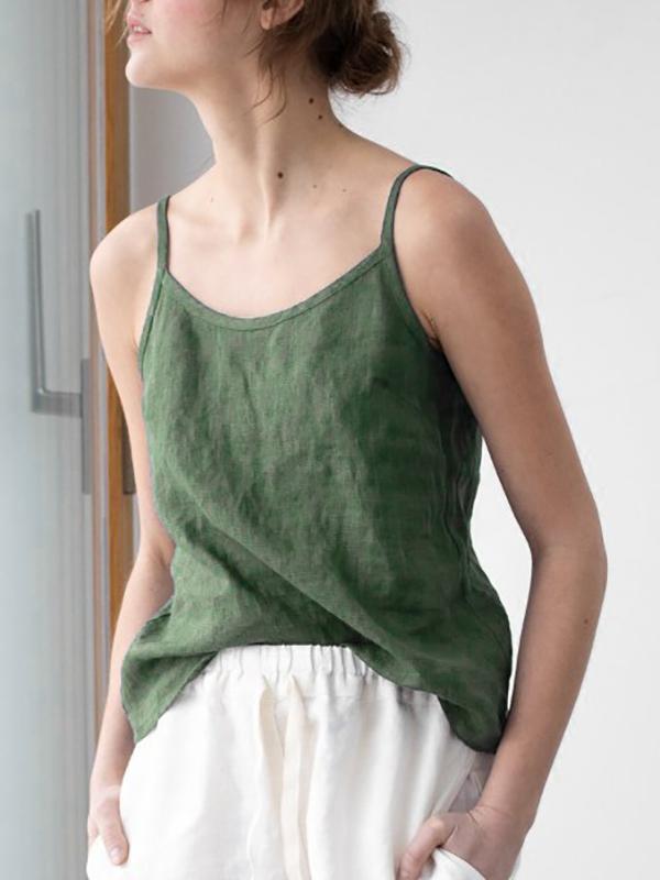Linnen top - Spaghettibandjes - Los model - Camitop - Dameskleding-Boetiek Moda