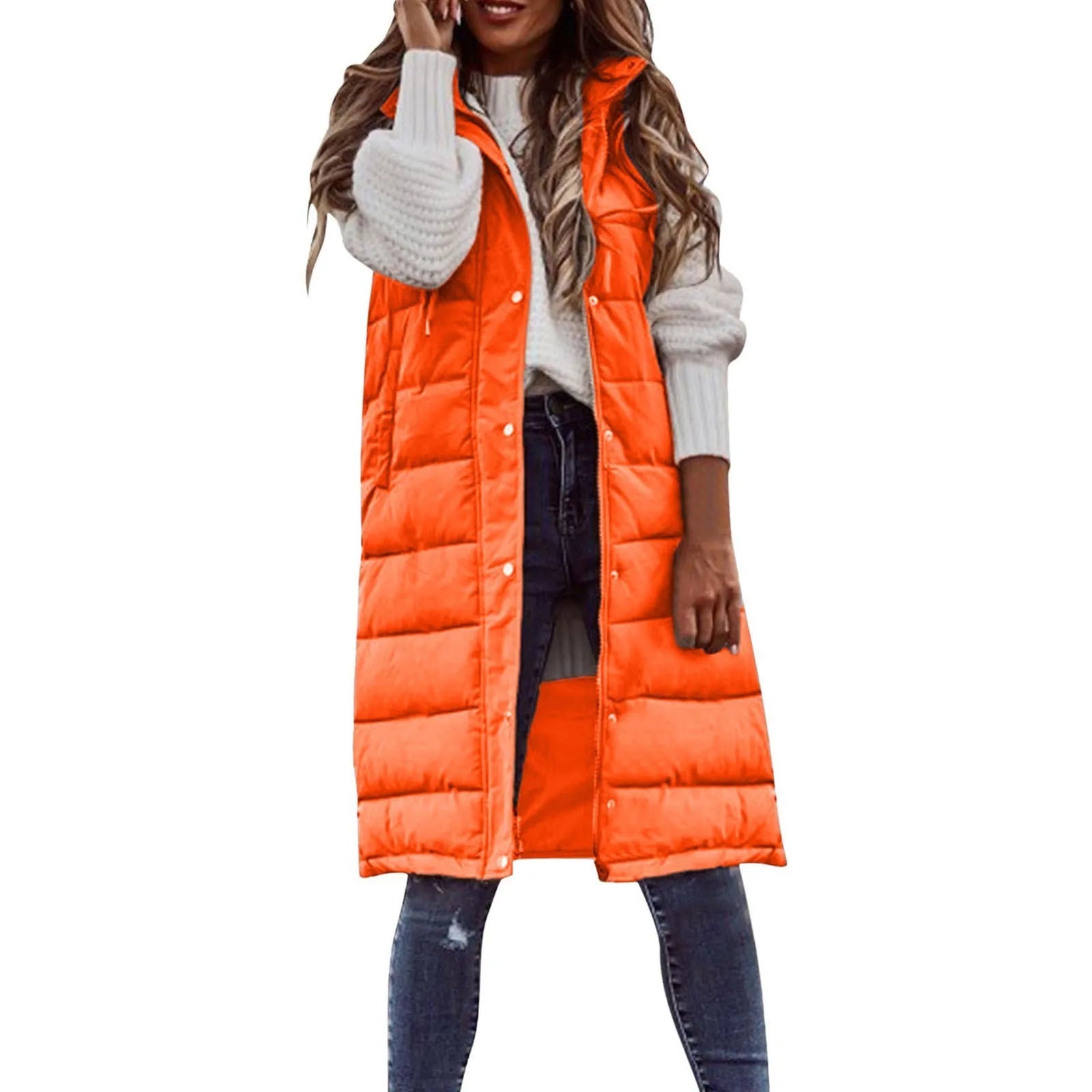 Longline Gilet | Mouwloos | Capuchon | Puffer Vest | Damesvest-Boetiek Moda
