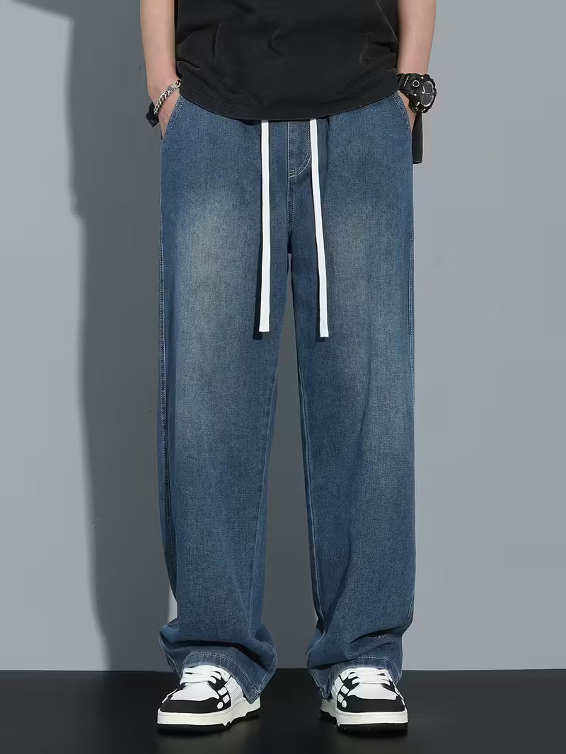 Losvallende jeans - Koord - Elastische taille - Baggy broek - Herenbroek-Boetiek Moda