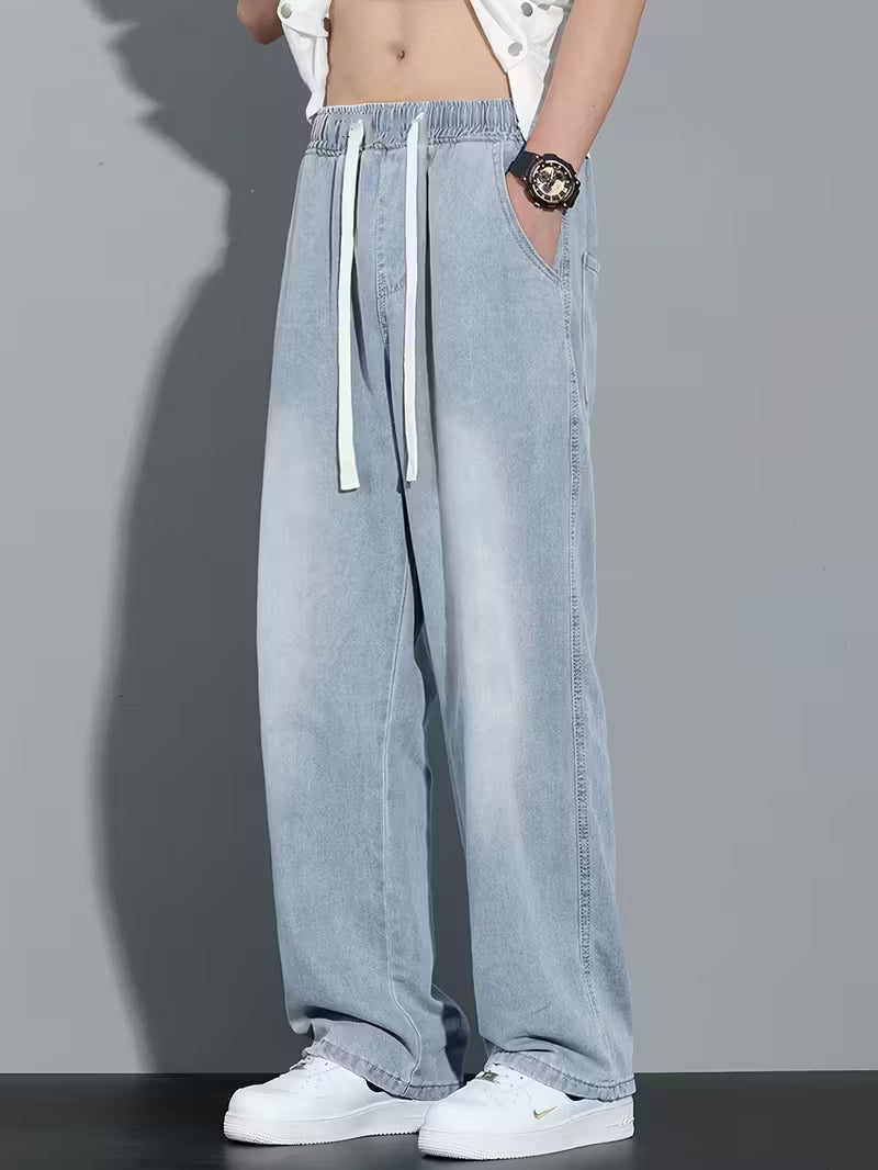 Losvallende jeans - Koord - Elastische taille - Baggy broek - Herenbroek-Boetiek Moda