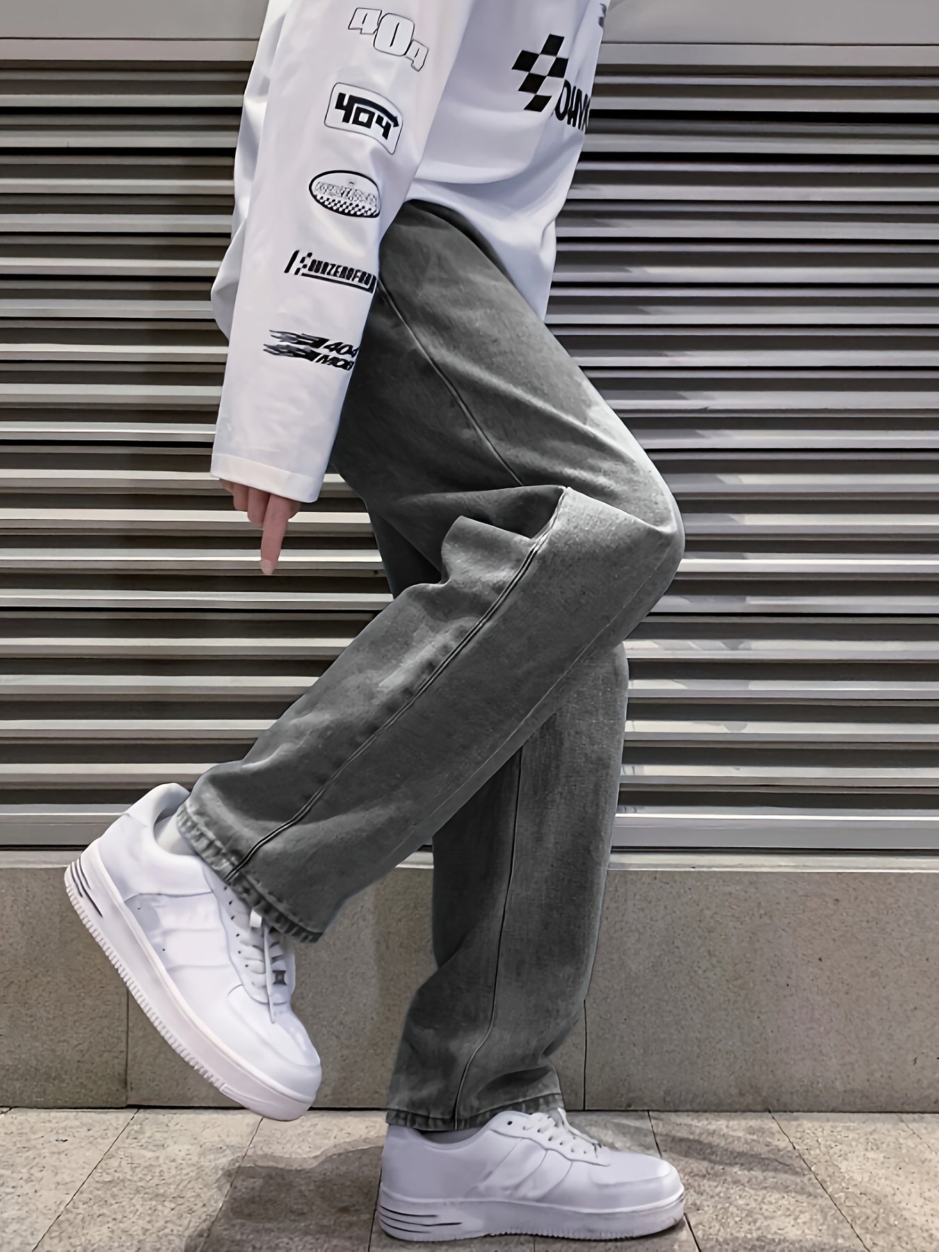 Loszittende jeans - Casual - Grijs - Baggy jeans - Herenjeans-Boetiek Moda