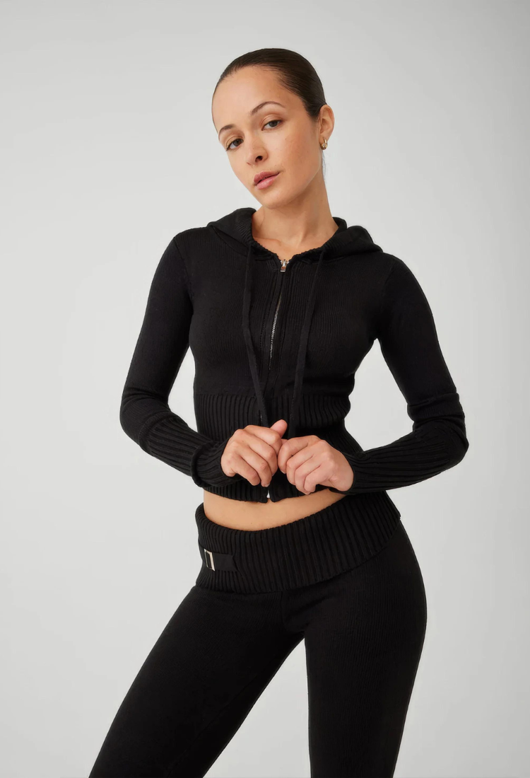 Lounge Set | Zip-Up | Capuchon | Gebreide Tweedelige Set | Dames Loungewear-Boetiek Moda