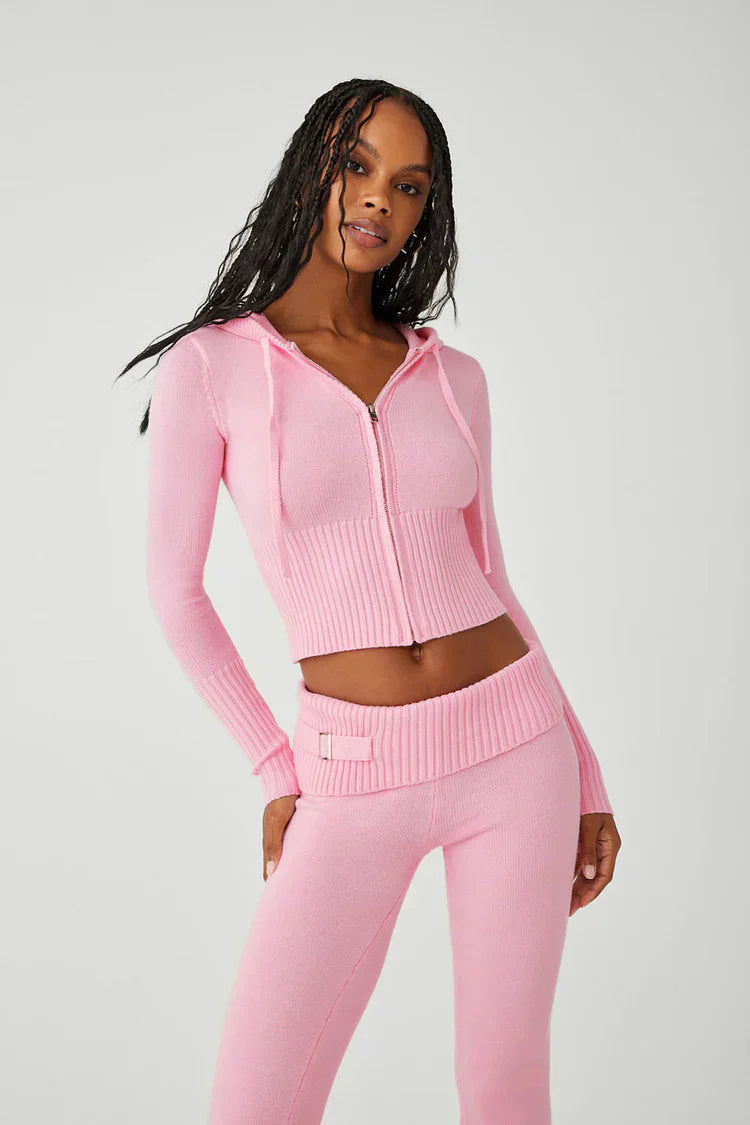 Lounge Set | Zip-Up | Capuchon | Gebreide Tweedelige Set | Dames Loungewear-Boetiek Moda