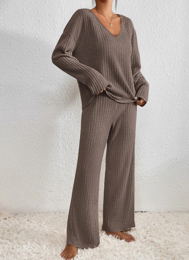 Lounge-set | Knus | Geribd | Gebreide Tweedelige Set | Dames Loungewear-Boetiek Moda