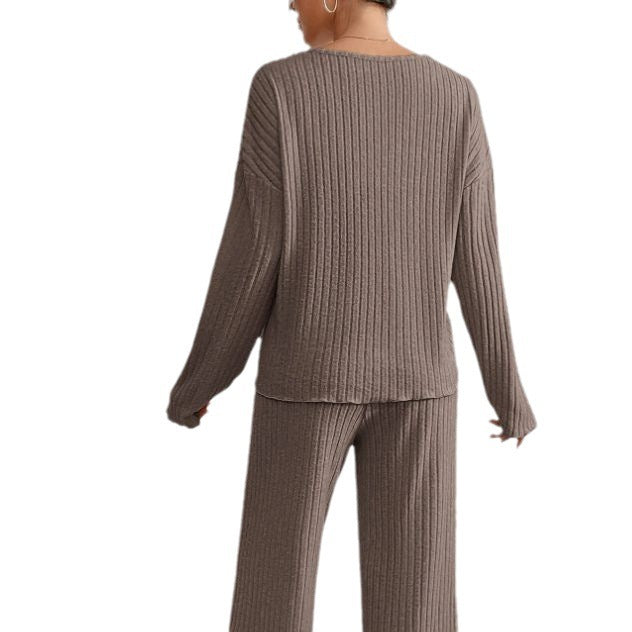 Lounge-set | Knus | Geribd | Gebreide Tweedelige Set | Dames Loungewear-Boetiek Moda