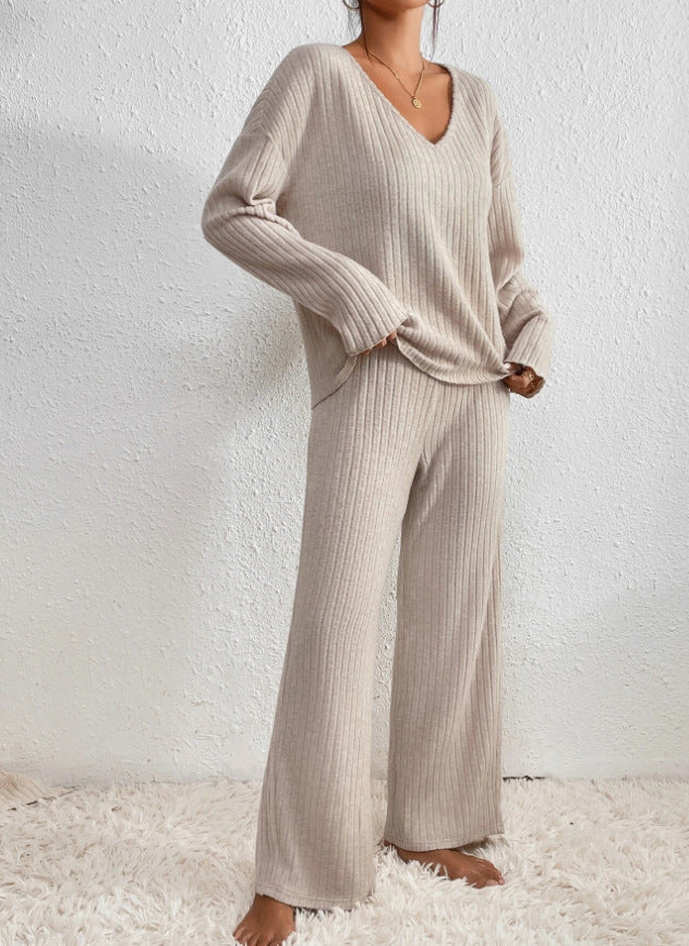 Lounge-set | Knus | Geribd | Gebreide Tweedelige Set | Dames Loungewear-Boetiek Moda