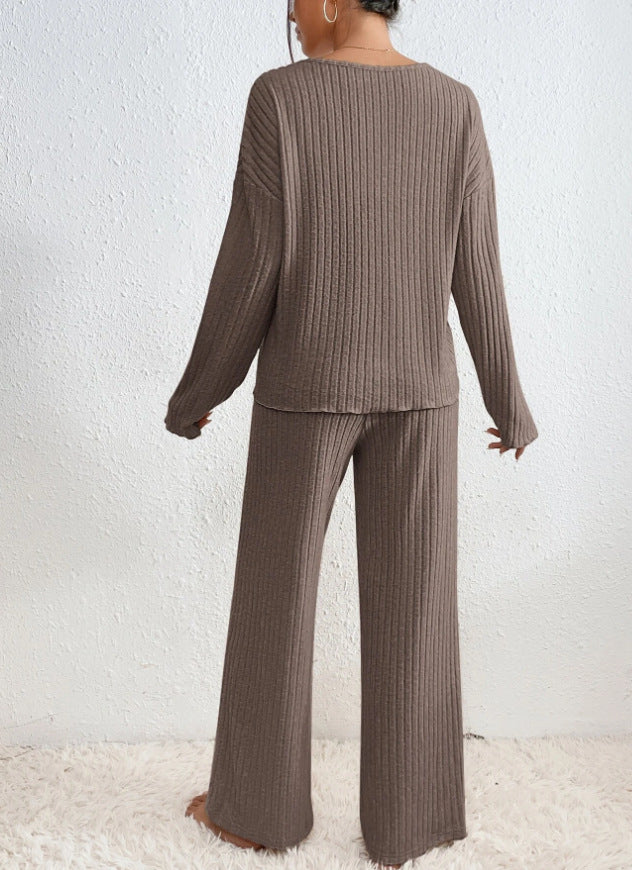 Lounge-set | Knus | Geribd | Gebreide Tweedelige Set | Dames Loungewear-Boetiek Moda