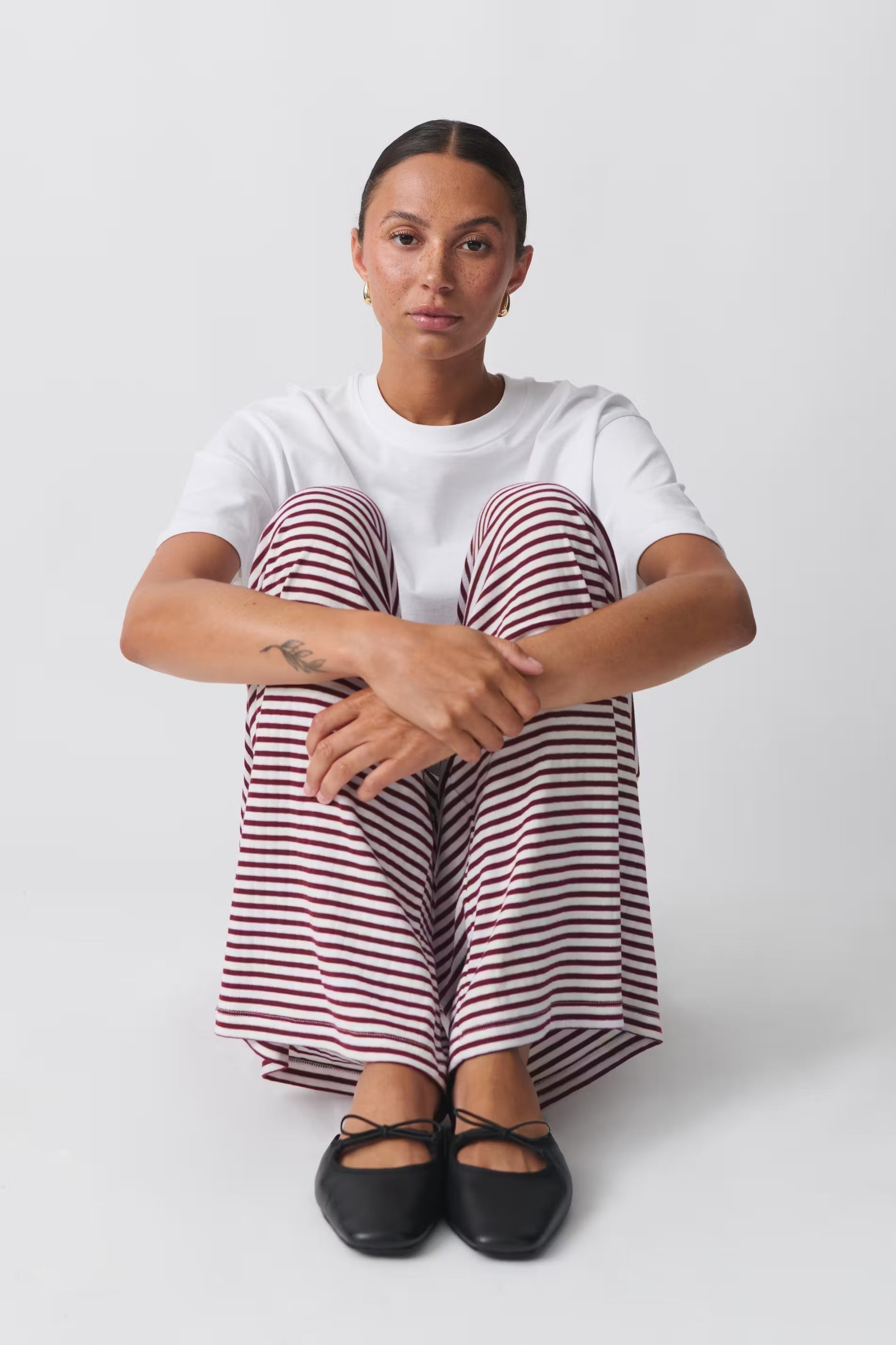 Loungebroek | Gestreept | Los model | Broek met wijde pijpen | Damesbroek-Boetiek Moda