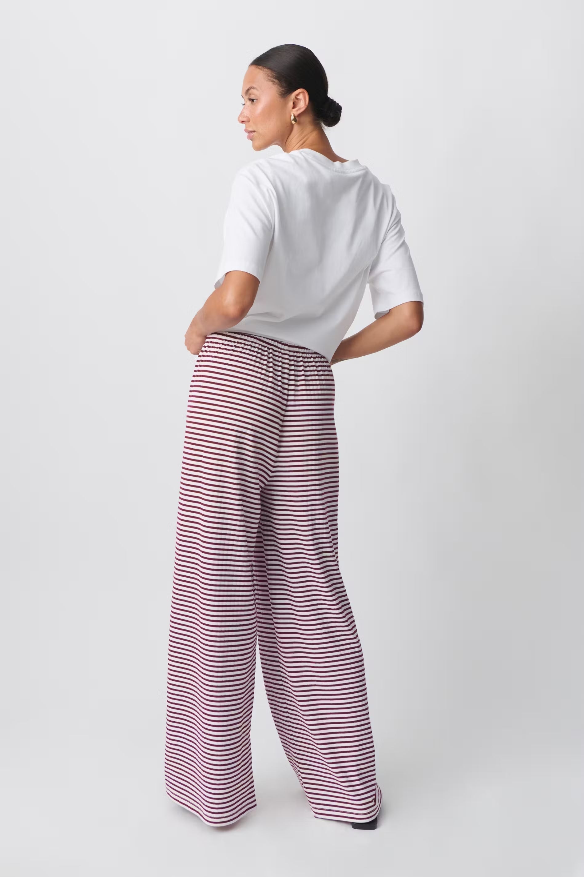 Loungebroek | Gestreept | Los model | Broek met wijde pijpen | Damesbroek-Boetiek Moda