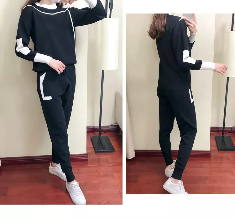 Loungewear Set - Lange Mouwen - Losjes - Tracksuit - Tweedelige Set-Boetiek Moda