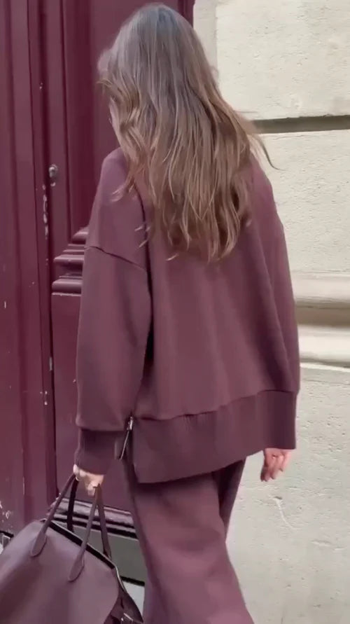 Loungewear-set - Oversized trui en wijde broek voor dames-Boetiek Moda