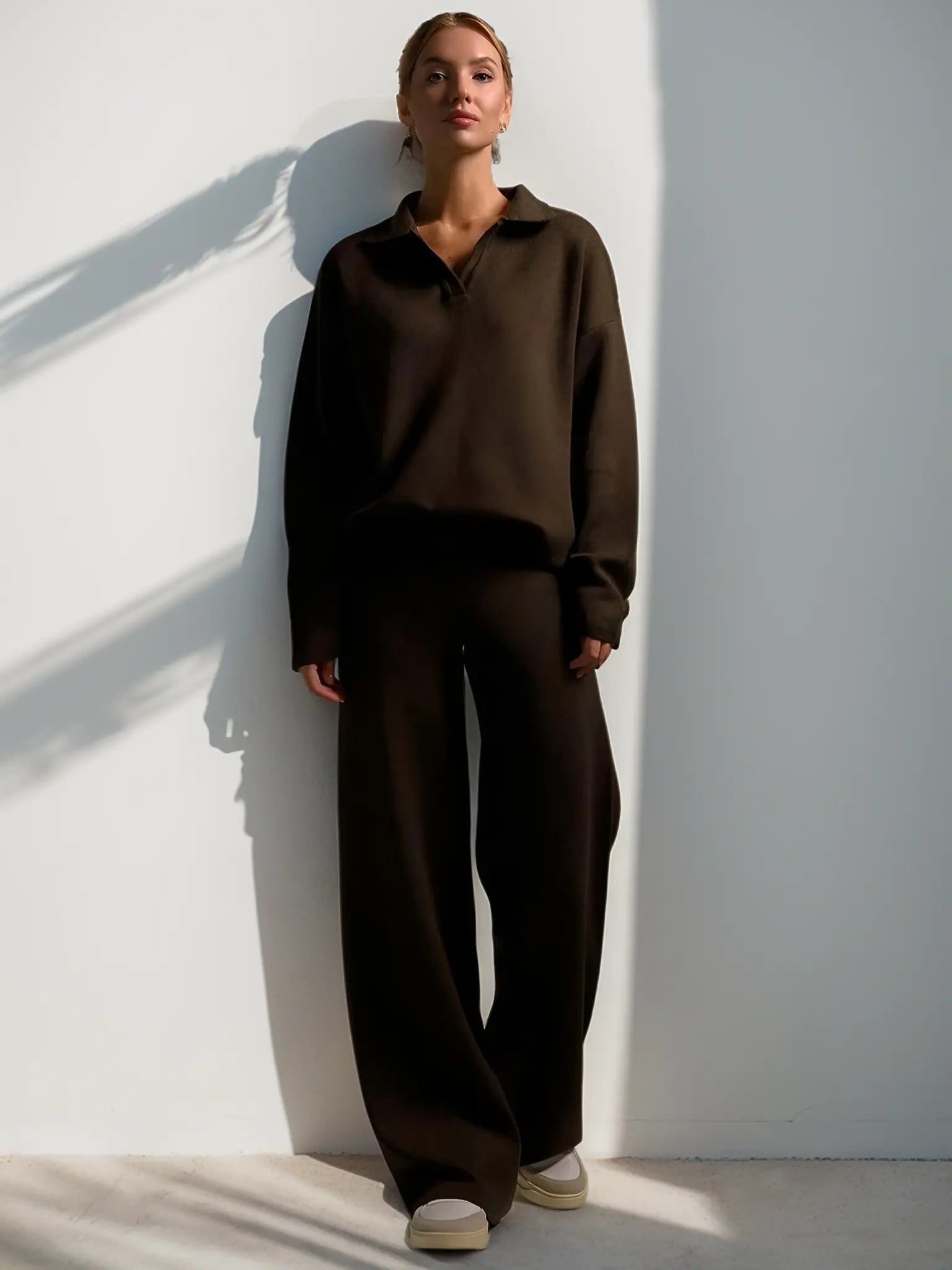 Loungewear-set | Tweedelig | Relaxte pasvorm | Gebreide set | Loungewear-set voor dames-Boetiek Moda