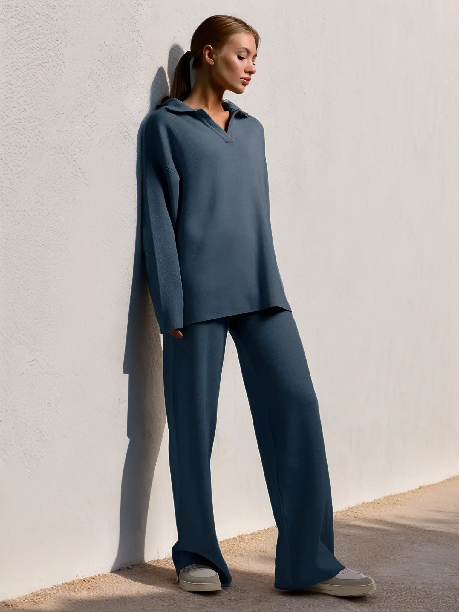 Loungewear-set | Tweedelig | Relaxte pasvorm | Gebreide set | Loungewear-set voor dames-Boetiek Moda