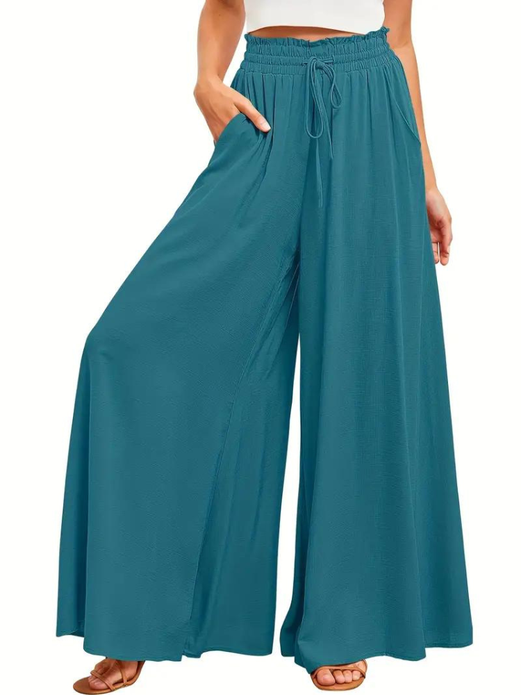 Lysbeth Linnen Broek | Vrouwen Loose High Waisted Broek voor de Zomer-Boetiek Moda