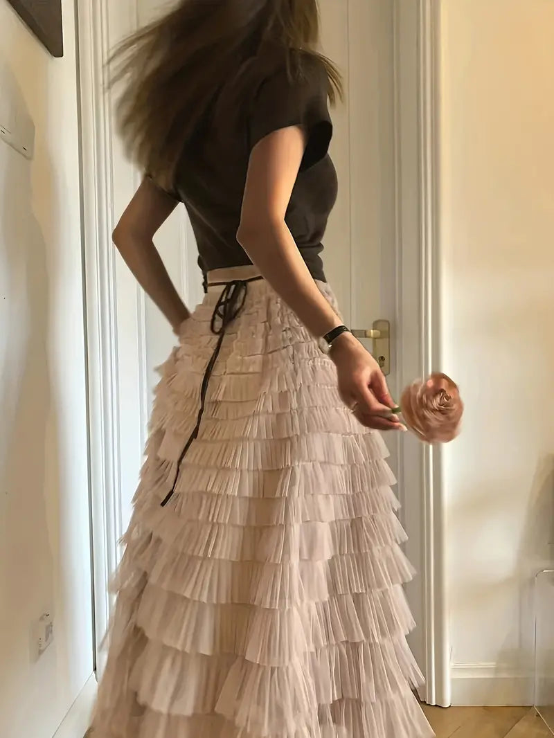 Matilde Ruffelrok | Lange tule Trendy rok-Boetiek Moda