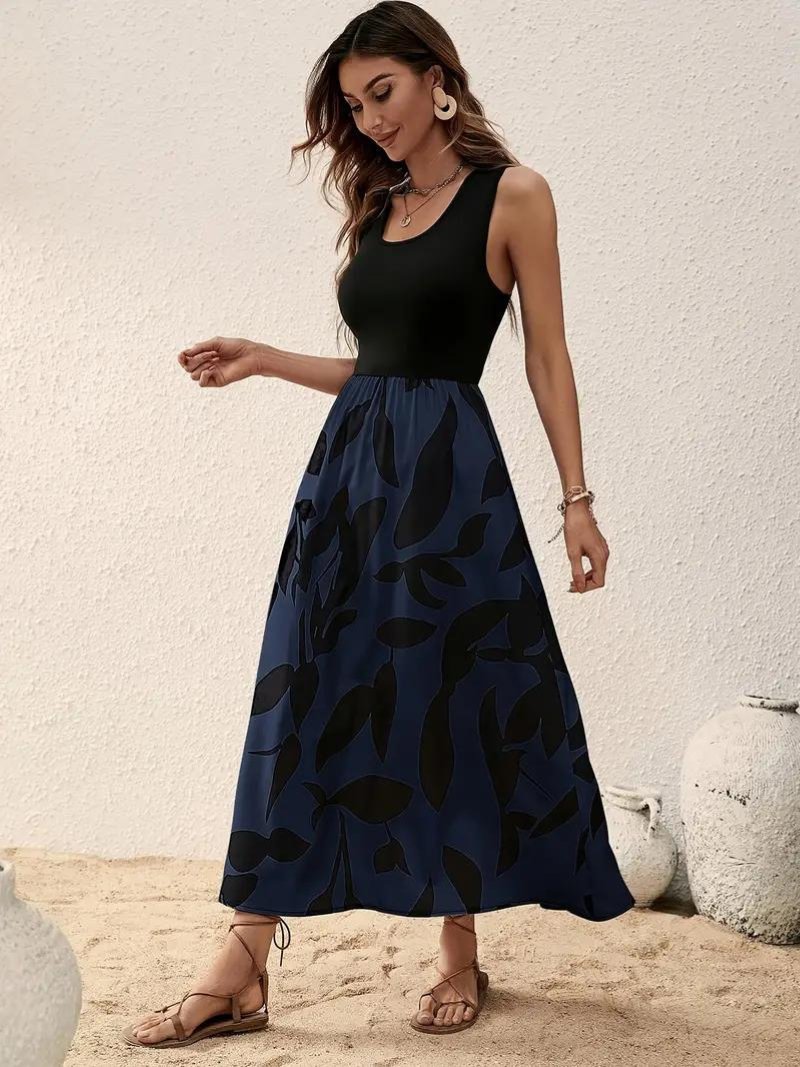 Maxi Jurk, Mouwloos, Ronde hals, Zomerjurk, Zondress-Boetiek Moda