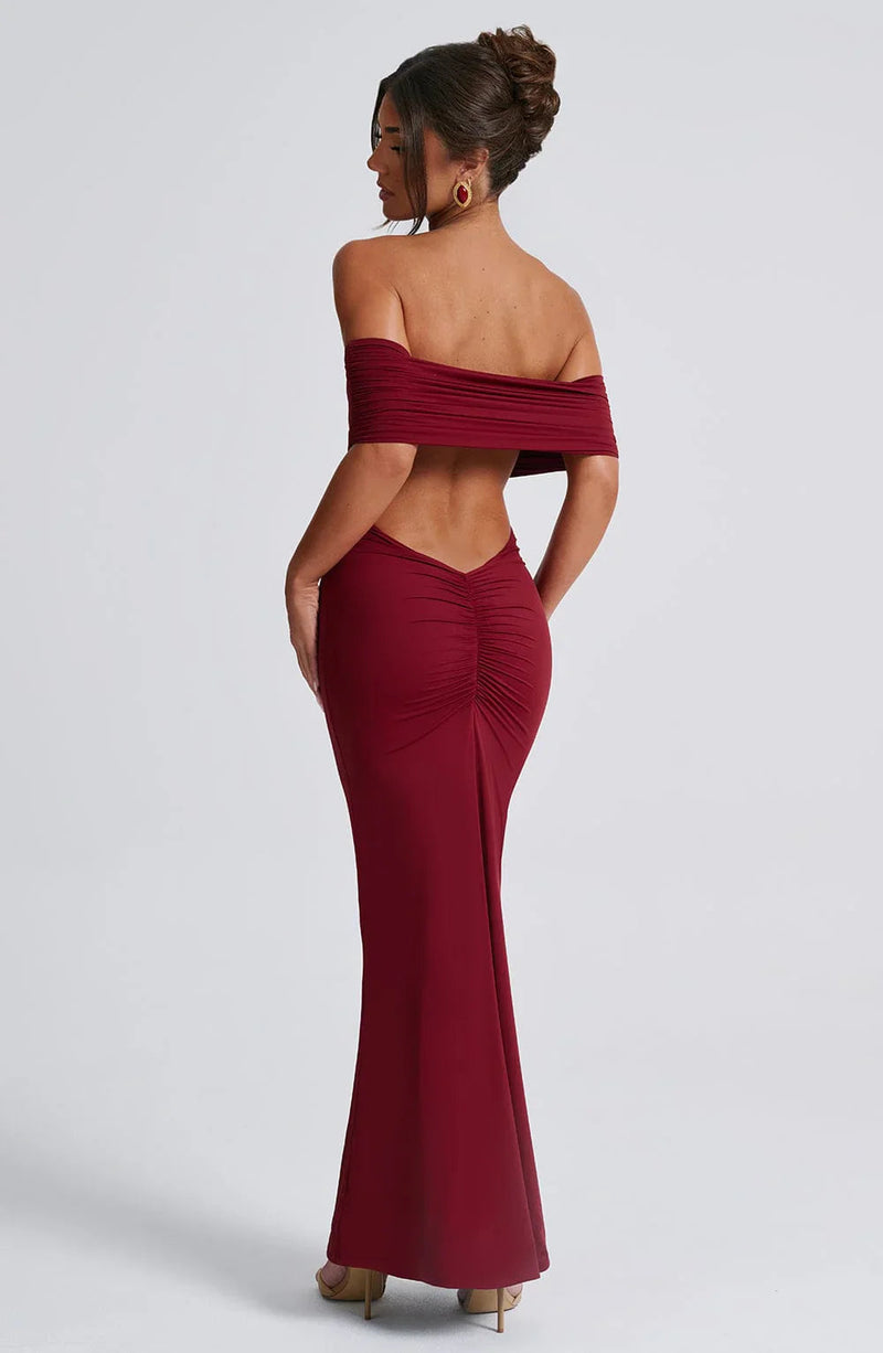 Maxi Jurk | Open rug | Bodycon | Off-Shoulder Jurk | Elegante Jurk-Boetiek Moda