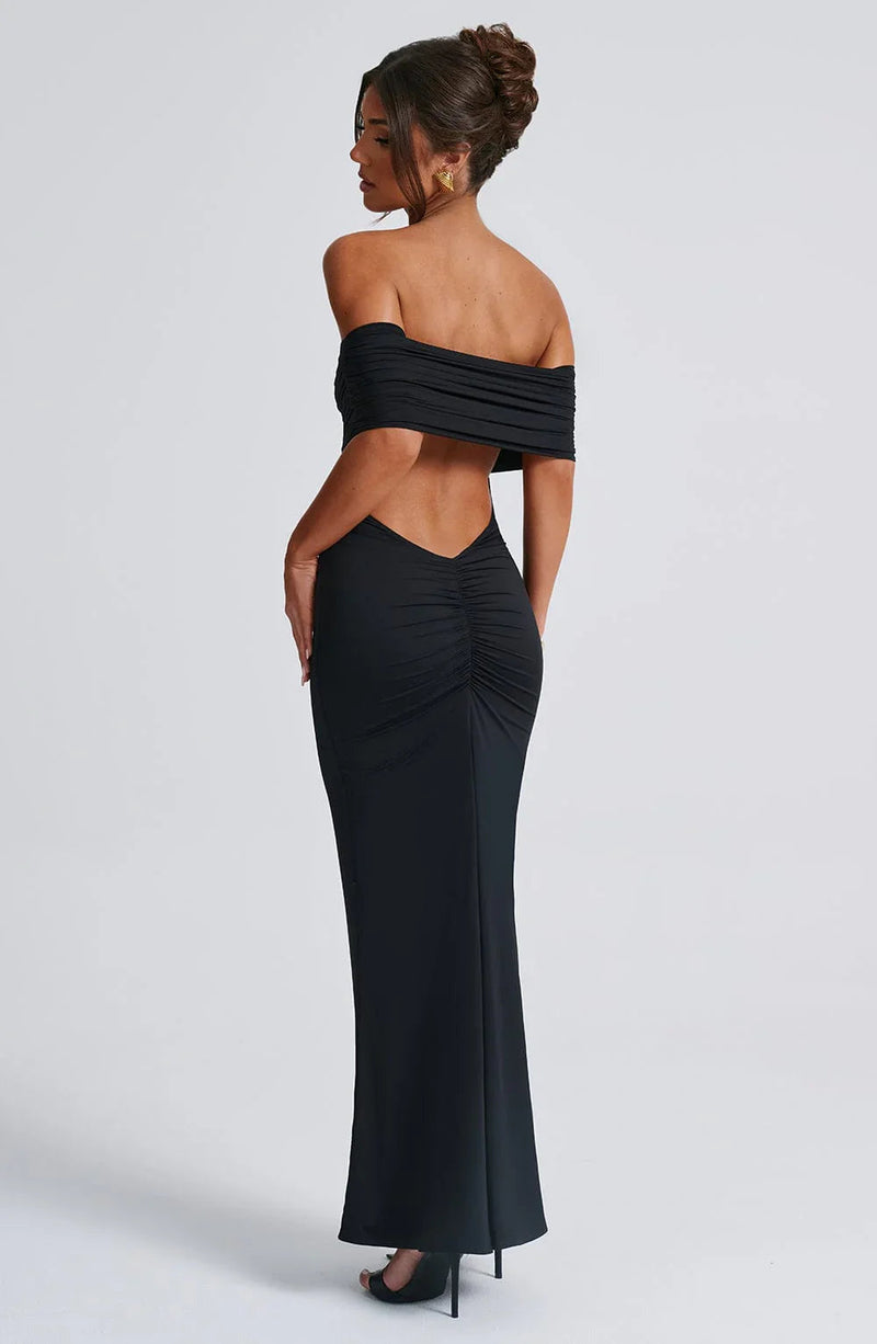 Maxi Jurk | Open rug | Bodycon | Off-Shoulder Jurk | Elegante Jurk-Boetiek Moda