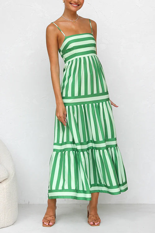 Maxi Zondagjurk - A-lijn - Mouwloos - Gestreepte Jurk - Zomer Maxi Jurk-Boetiek Moda
