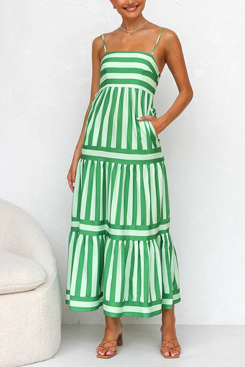 Maxi Zondagjurk - A-lijn - Mouwloos - Gestreepte Jurk - Zomer Maxi Jurk-Boetiek Moda