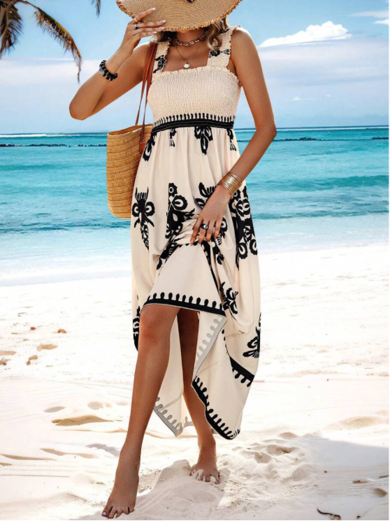 Maxi jurk - Gerimpeld - A-lijn - Boho jurk - Zomerjurk-Boetiek Moda