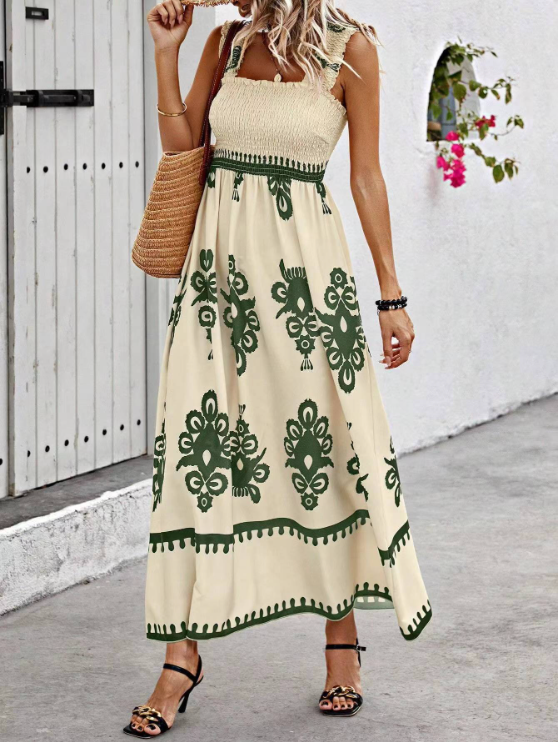 Maxi jurk - Gerimpeld - A-lijn - Boho jurk - Zomerjurk-Boetiek Moda