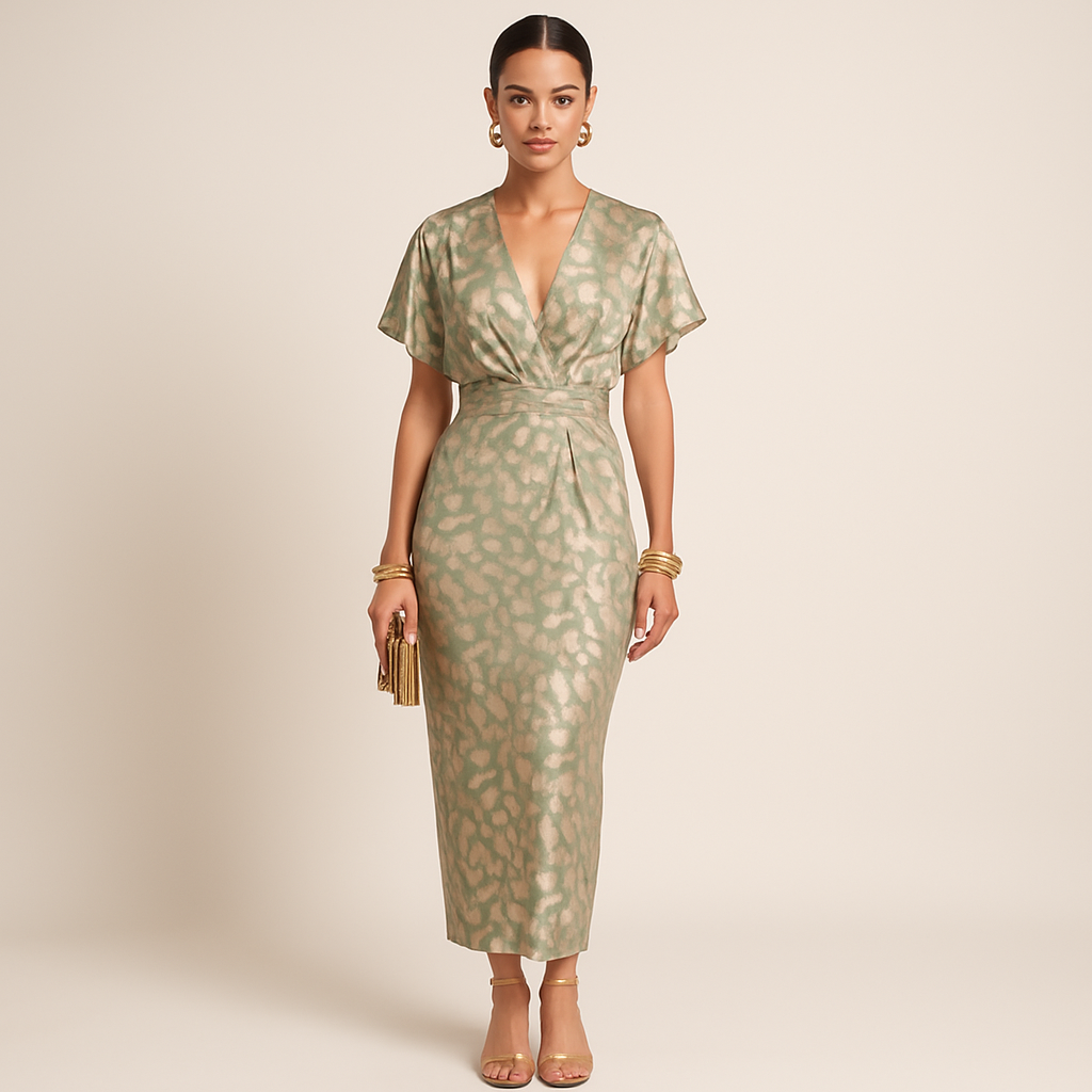 Maxi-jurk | Vlindermouwen | V-hals | Elegante jurk | Cocktailjurk-Boetiek Moda