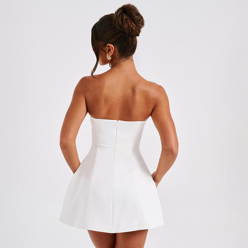 Mini jurk - Korte strapless A-Line Cocktailjurk-Boetiek Moda