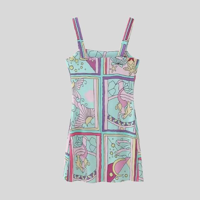 Mini-jurk - Mouwloos - Kleurrijk - Jurk met print - Zomerjurk-Boetiek Moda