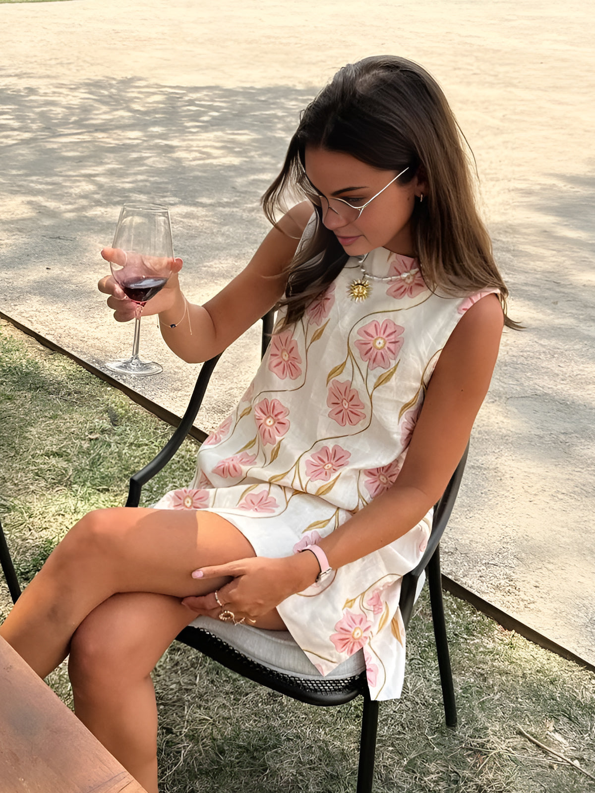 Mini-jurk | Mouwloos | Linnen | Bloemenjurk | Zomerjurk-Boetiek Moda