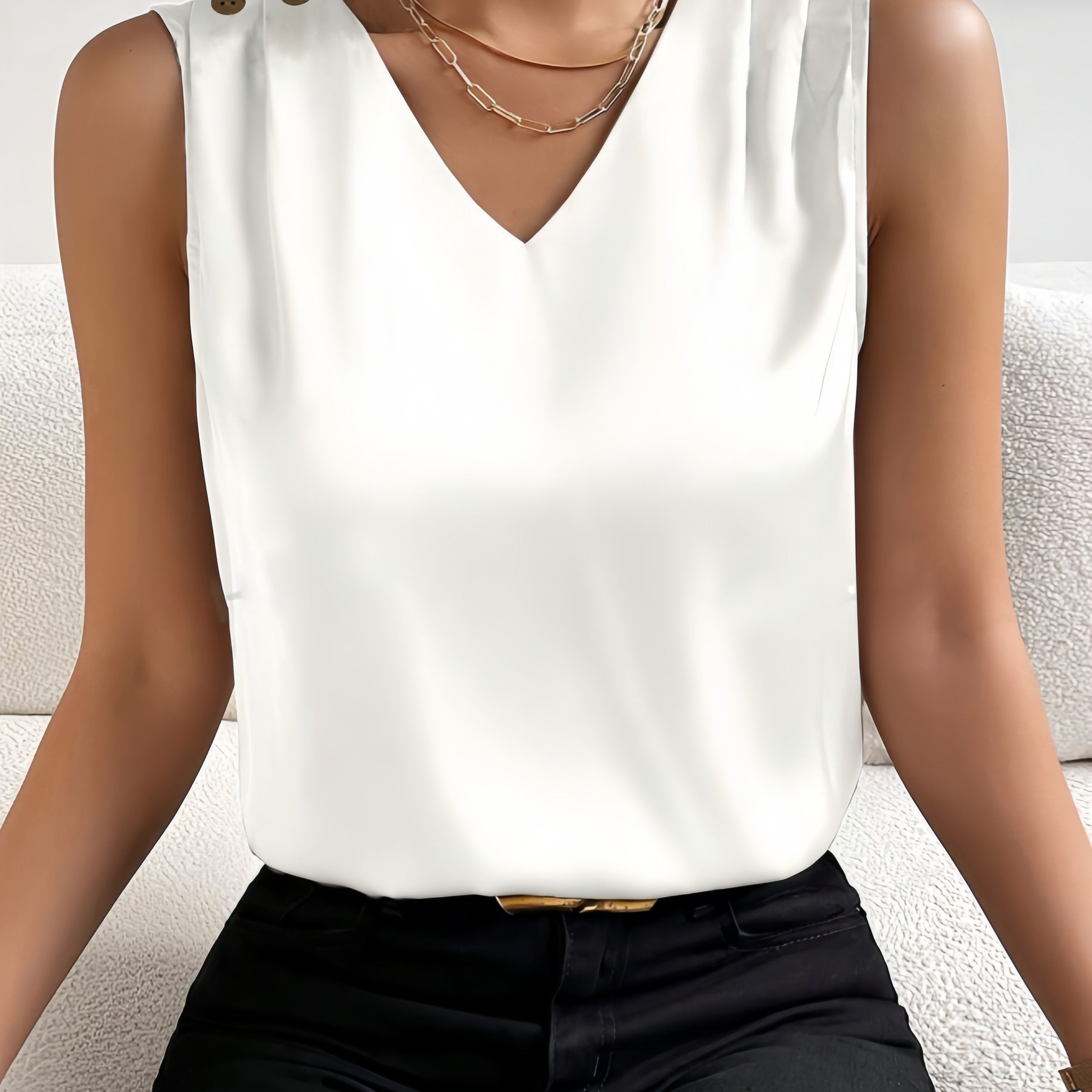 Mouwloze top | Chique | V-hals | Zomertop | Dames top-Boetiek Moda