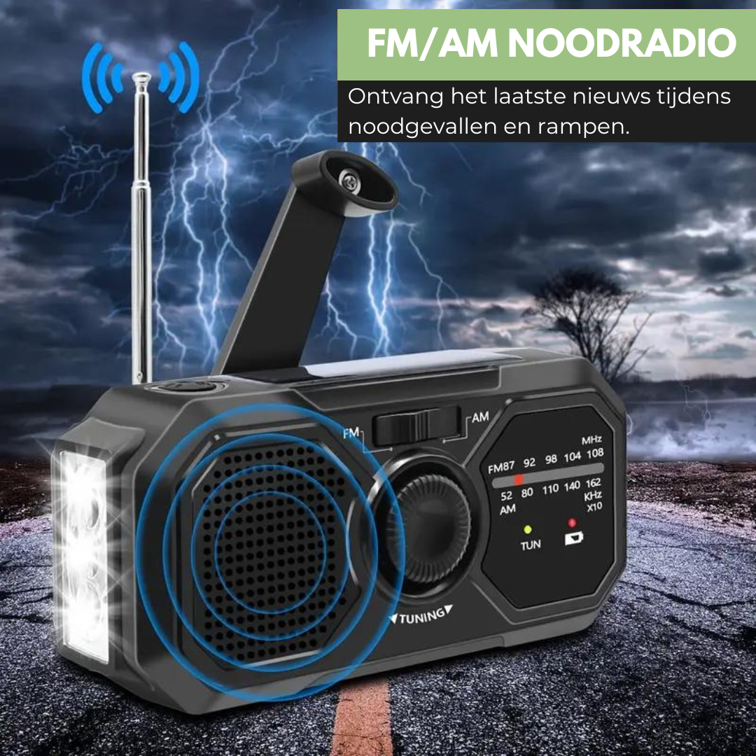 Noodradio | Flitslicht | Buitenopname | Draagbare Radio | Zonneradio-Boetiek Moda