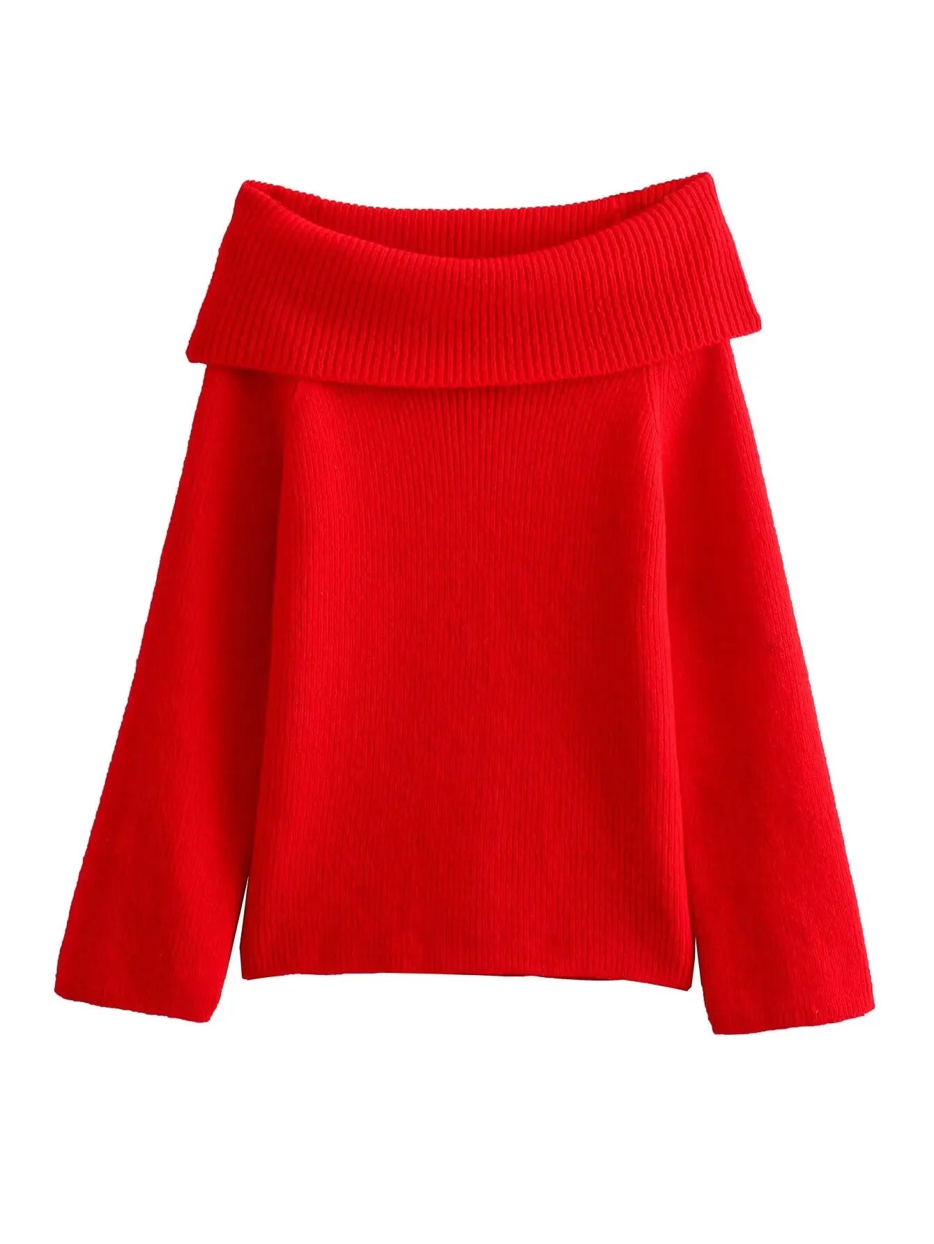 Off-Shoulder Jumper - Losvallende gebreide off-shoulder trui voor dames-Boetiek Moda